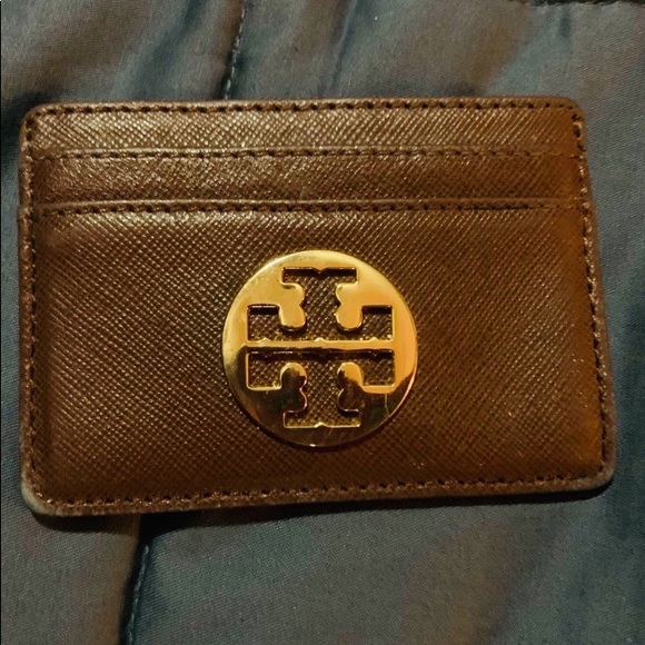 Tory Burch Accessories - Tory Burch Card Holder Brown with Gold Logo Tory Burch Accessories - Tory Burch Card Holder Brown with Gold Logo